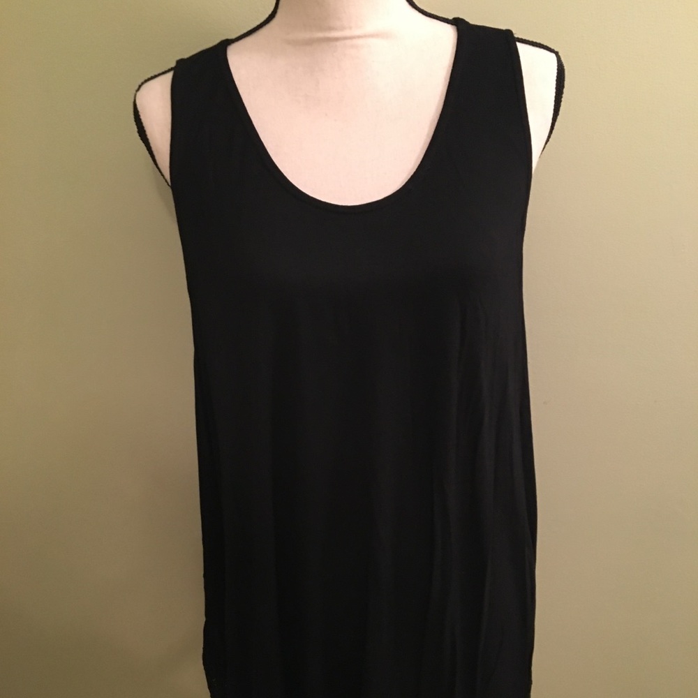 NWT Extender Tank with Lace on Bottom Hem,‎ Black, Size Large